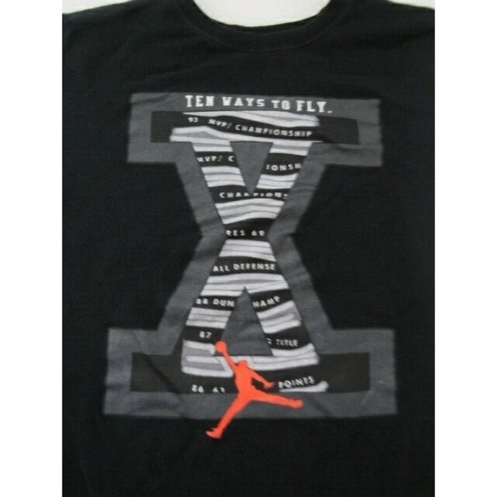 Jordan Ten Ways to‎ Fly  Black T-Shirt Sz L